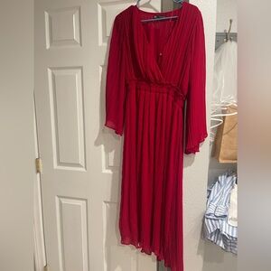 Zara Vibrant Red Dress - Double Layered